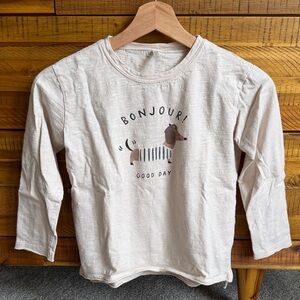 Rylee+ Cru Kids Long-Sleeve Bonjour Dog Graphic Tee - Cream